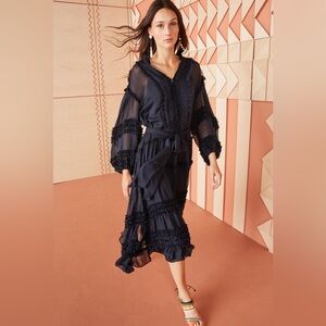 Ulla Johnson Althea Silk Midi Dress; Navy; Sz 0
